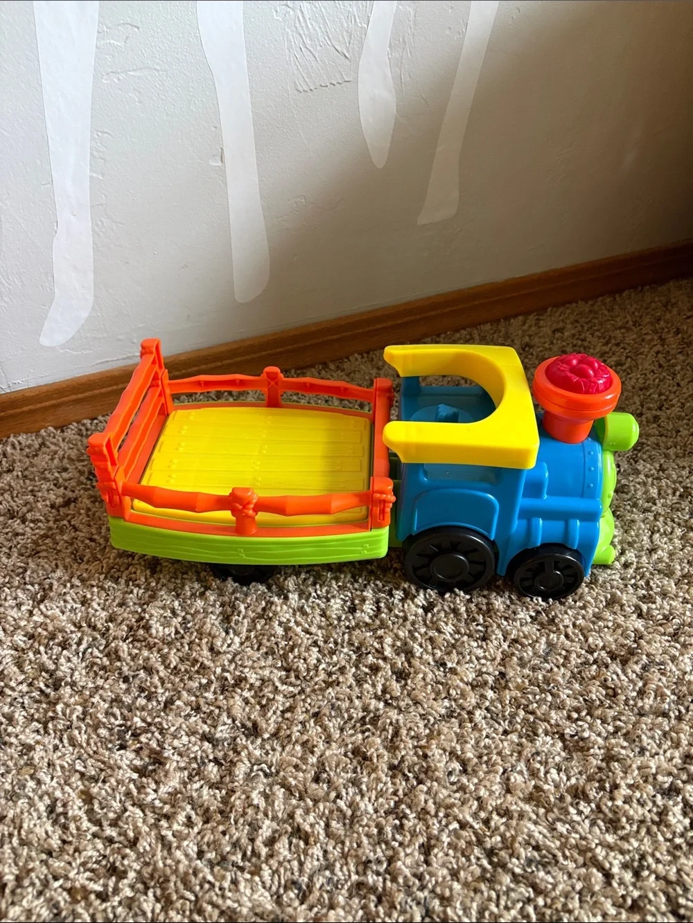 Fisher-Price Blue Truck with Yellow Cab and Green Trailer